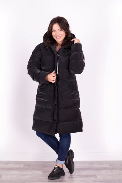 Picture of PLUS SIZE LONG QUILTED HOODED SPORTY JACKET